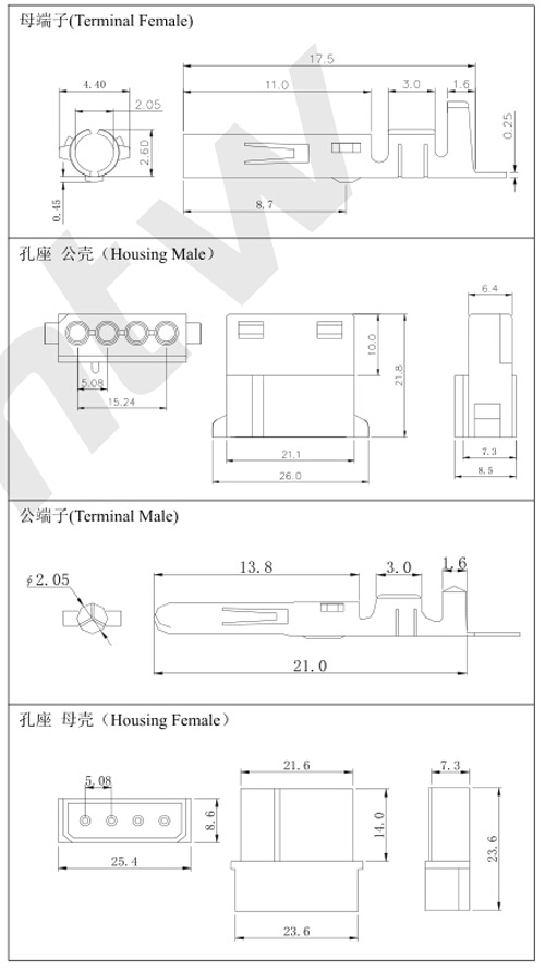 端子孔座規格圖